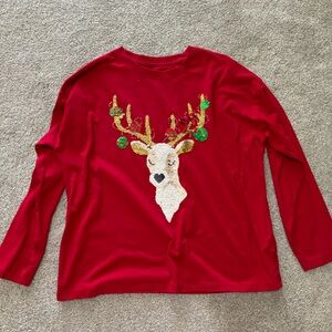 Red, long sleeve, flip sequins